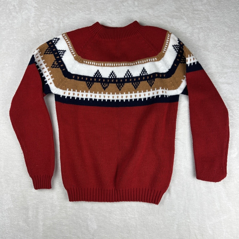 JC Penny Sweater Boys Large 16-18 Acrylic Vintage 70s Pullover Winter Sweater